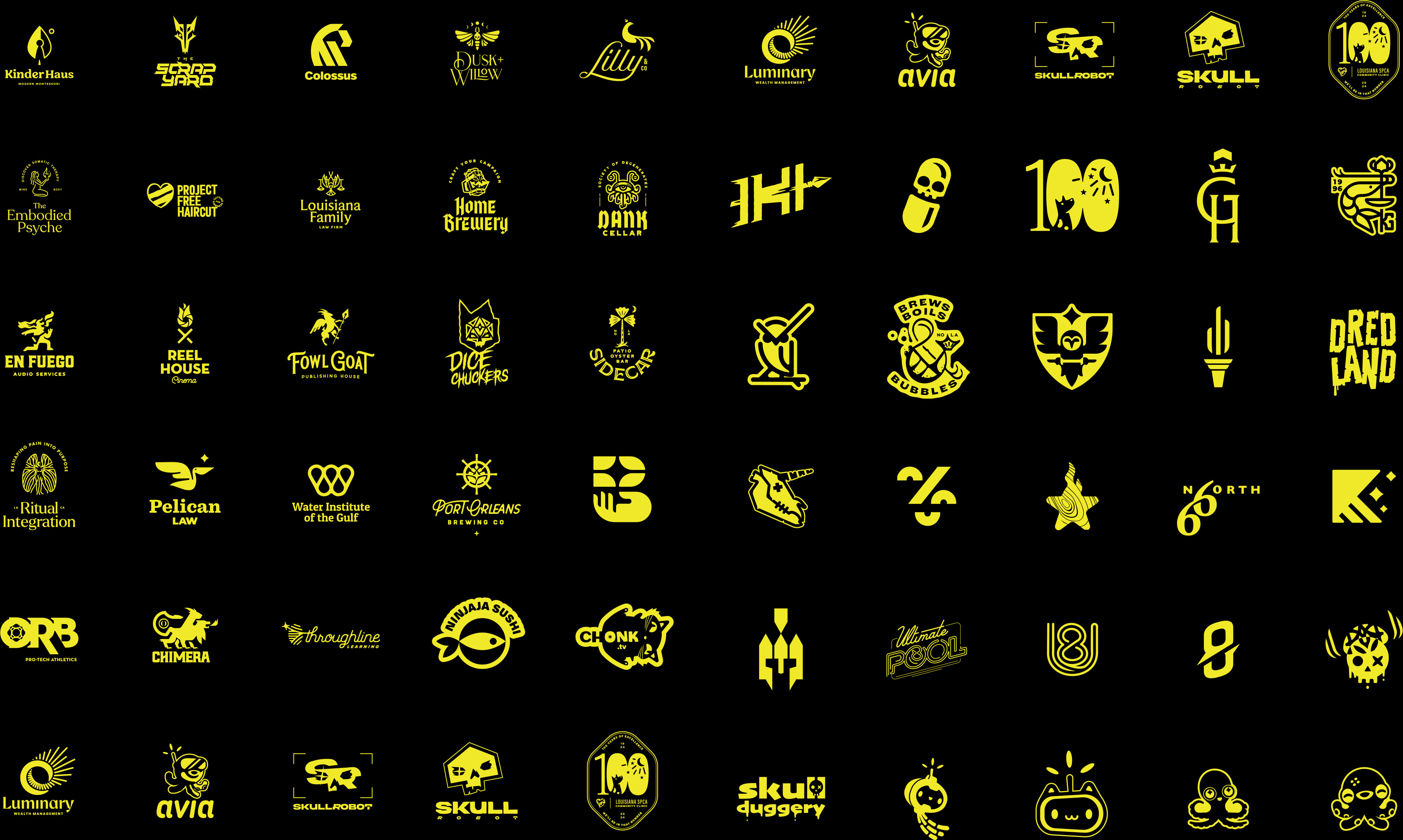 PG Pattern of yellow logos on black